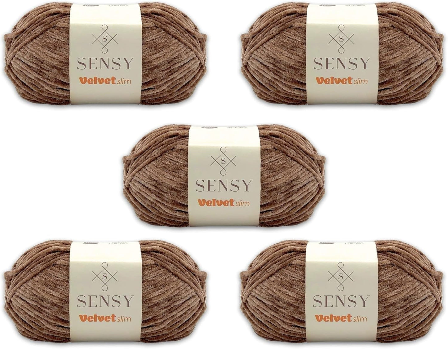 5 Skeins of Sensy Velvet Slim Yarn for Crocheting Projects