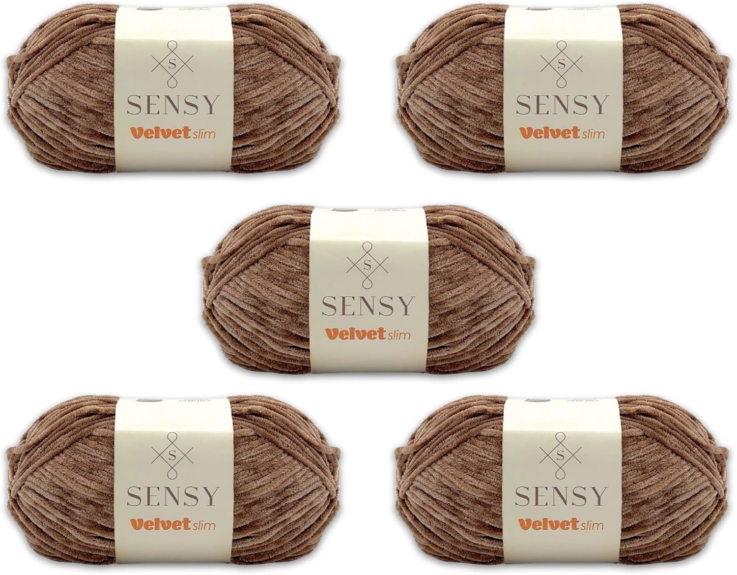 5 Skeins of Sensy Velvet Slim Yarn for Crocheting Projects