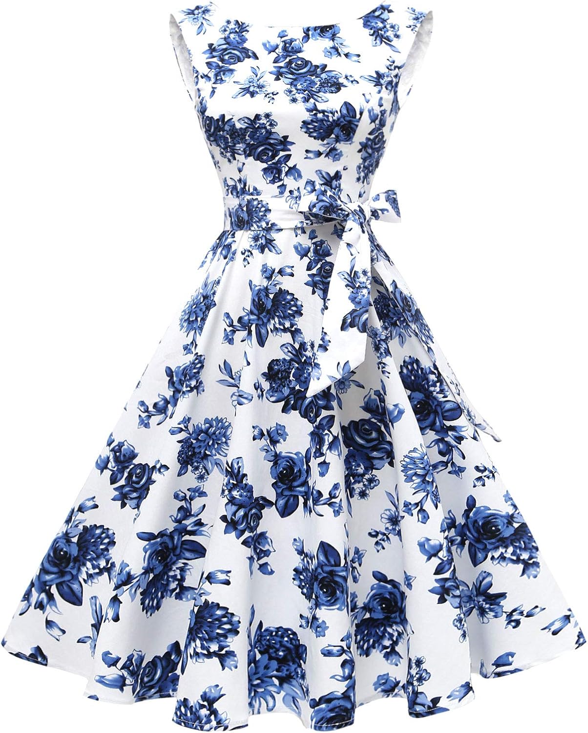Stylish 1950s Cocktail Dress for Women - Boatneck Sleeveless Design