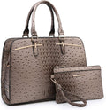 Women Vegan Leather Satchel Tote Set 2pcs with 3 Compartments - Roomy