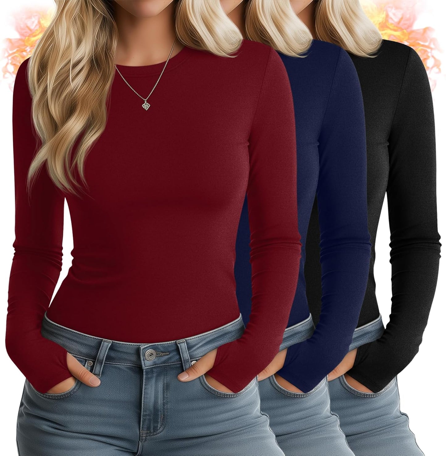 Huukeay Women's Thermal Shirts with Thumb Holes for Comfort