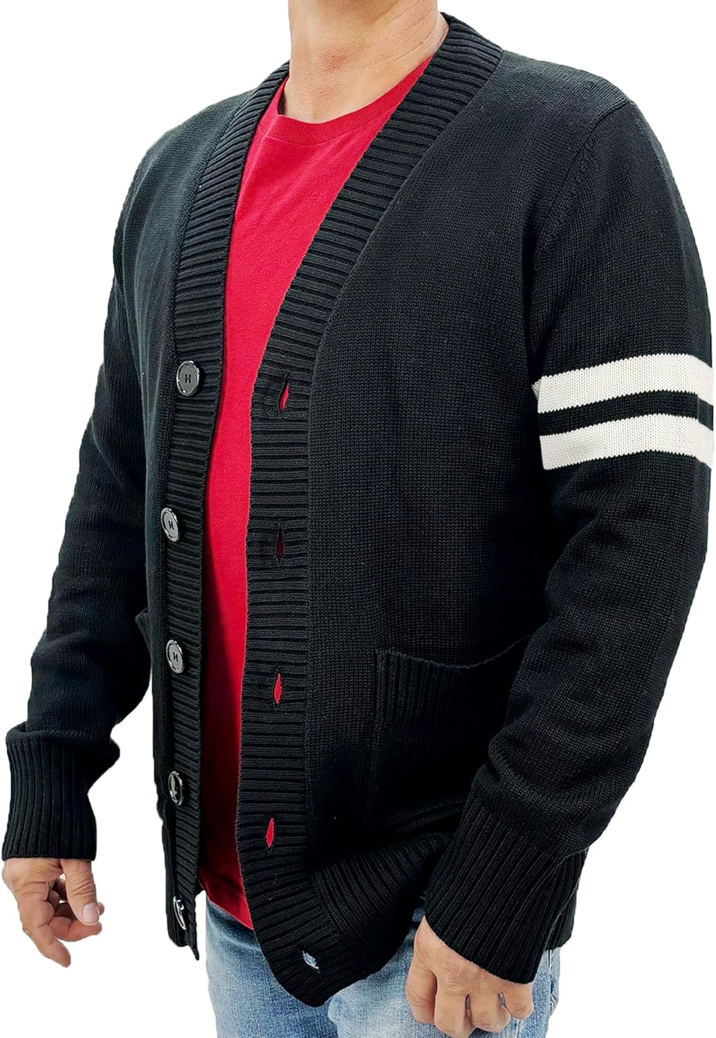 Mens 1950s Letterman Cardigan Sweater for Retro Style Lovers