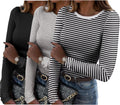 Womens Long Sleeve Ribbed Crewneck Stretch T-Shirt - Slim Fit