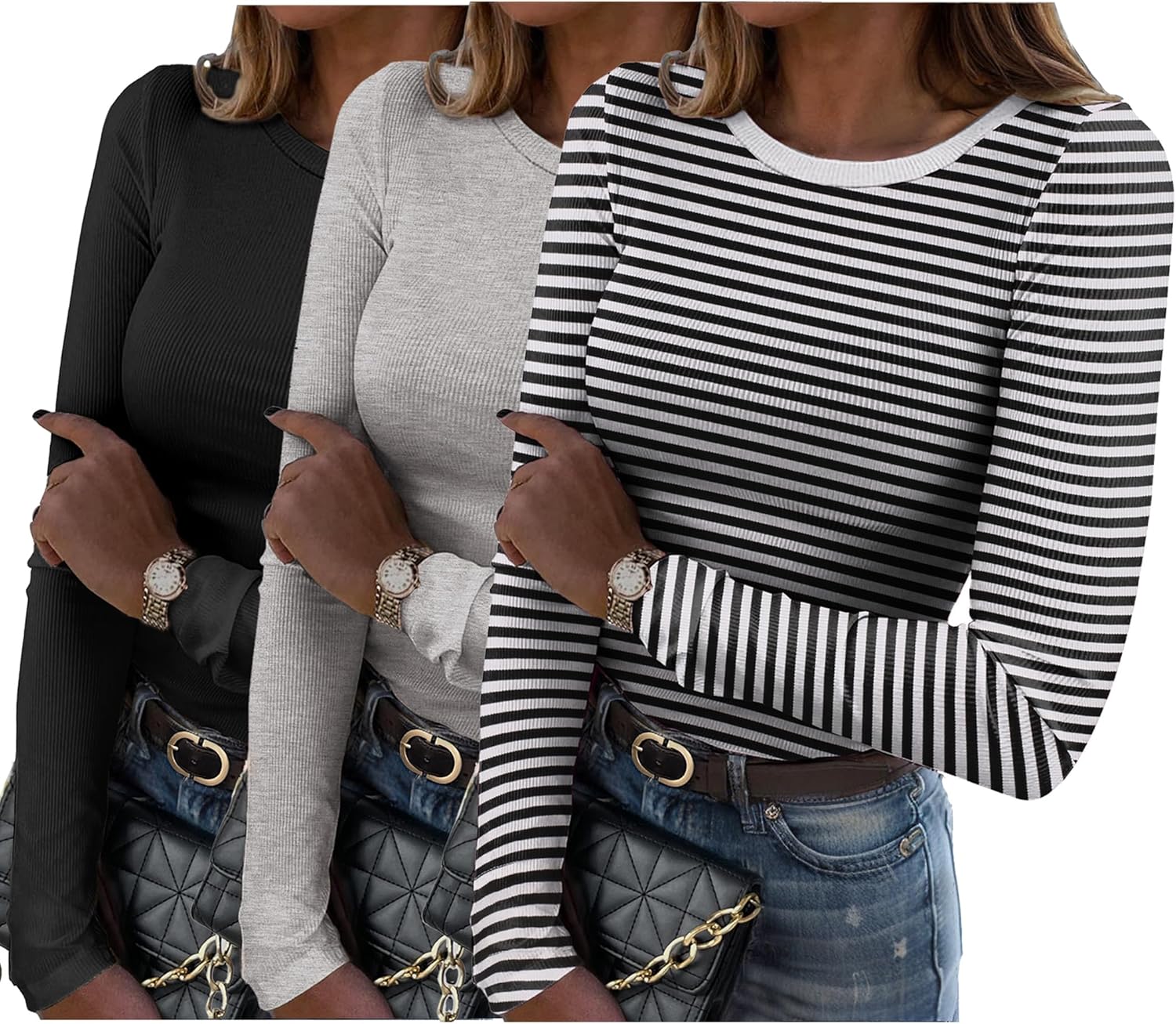 Zeagoo Womens Long Sleeve Ribbed T-Shirt for Casual Style