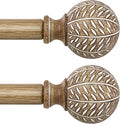 2 Pack Wood Curtain Rods 36-88 in - Heavy Duty Imitation Wood Grain