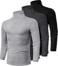 Men's Turtleneck 3 Pack Cotton Slim Fit Long Sleeve Shirts