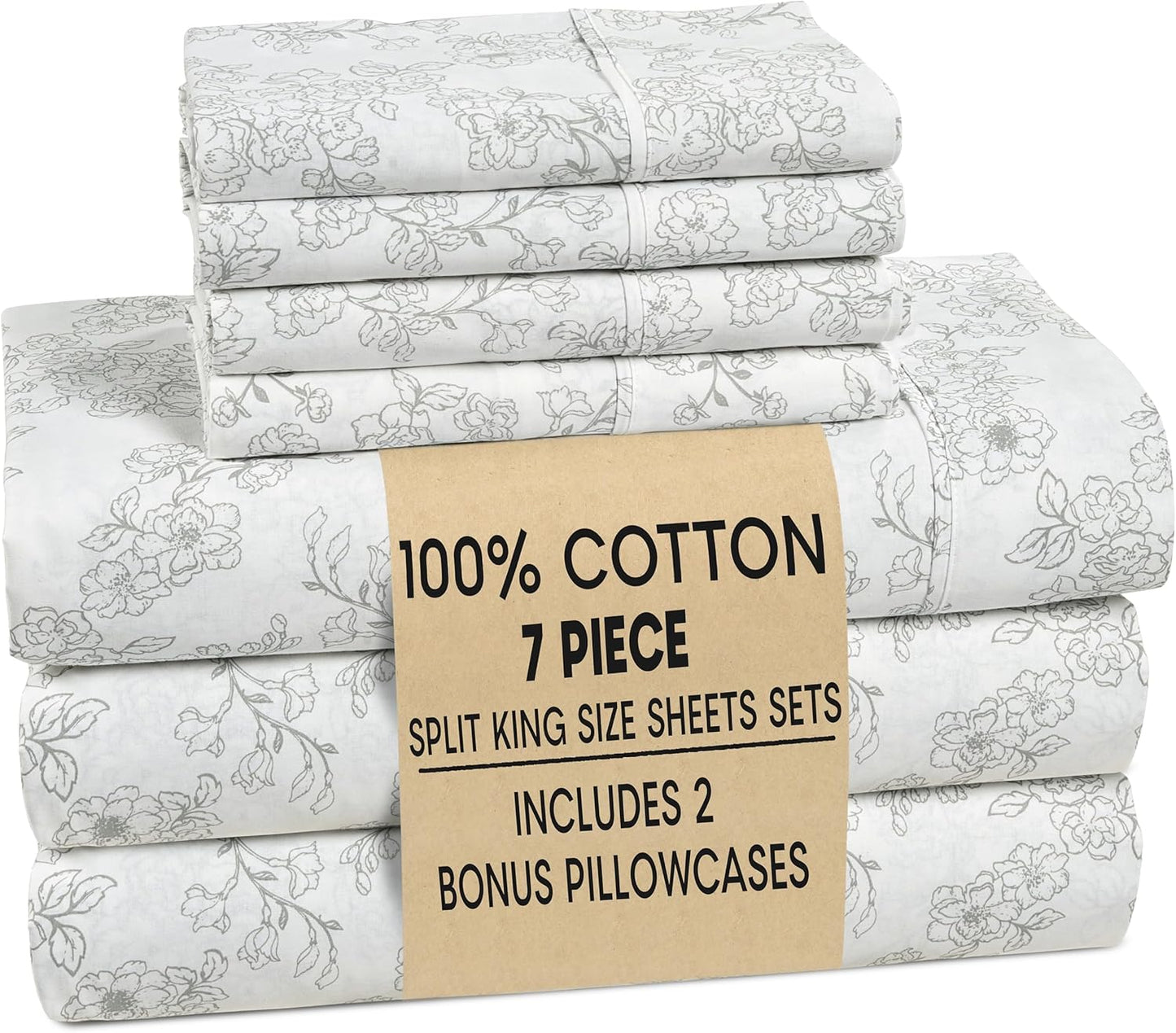 Casa Platino 100% Cotton Split King Sheet Set for Comfort