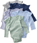 Ashley 5-Pack Long Sleeve Ruffle Bodysuits 100% Organic Cotton - Baby