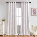 100% Blackout Curtains with Pink Pom Pom Sheer - Total Light Blocking