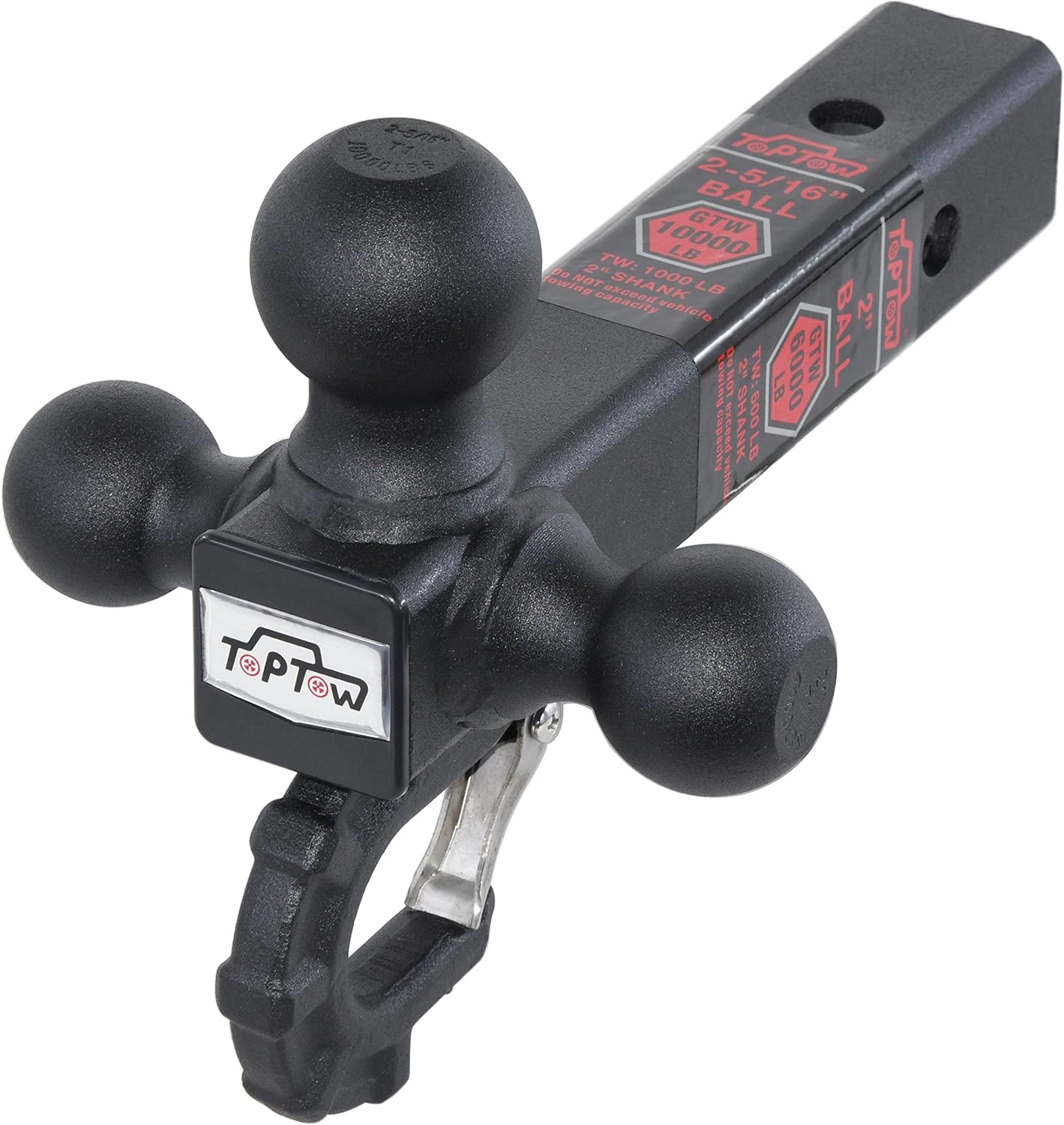 TOPTOW Trailer Hitch Tri-Ball Hitch with Tow Hook for Towing