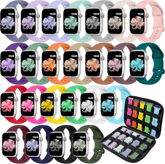 24 Pack Sport Bands for Apple Watch with Organizer - Versatile Colors