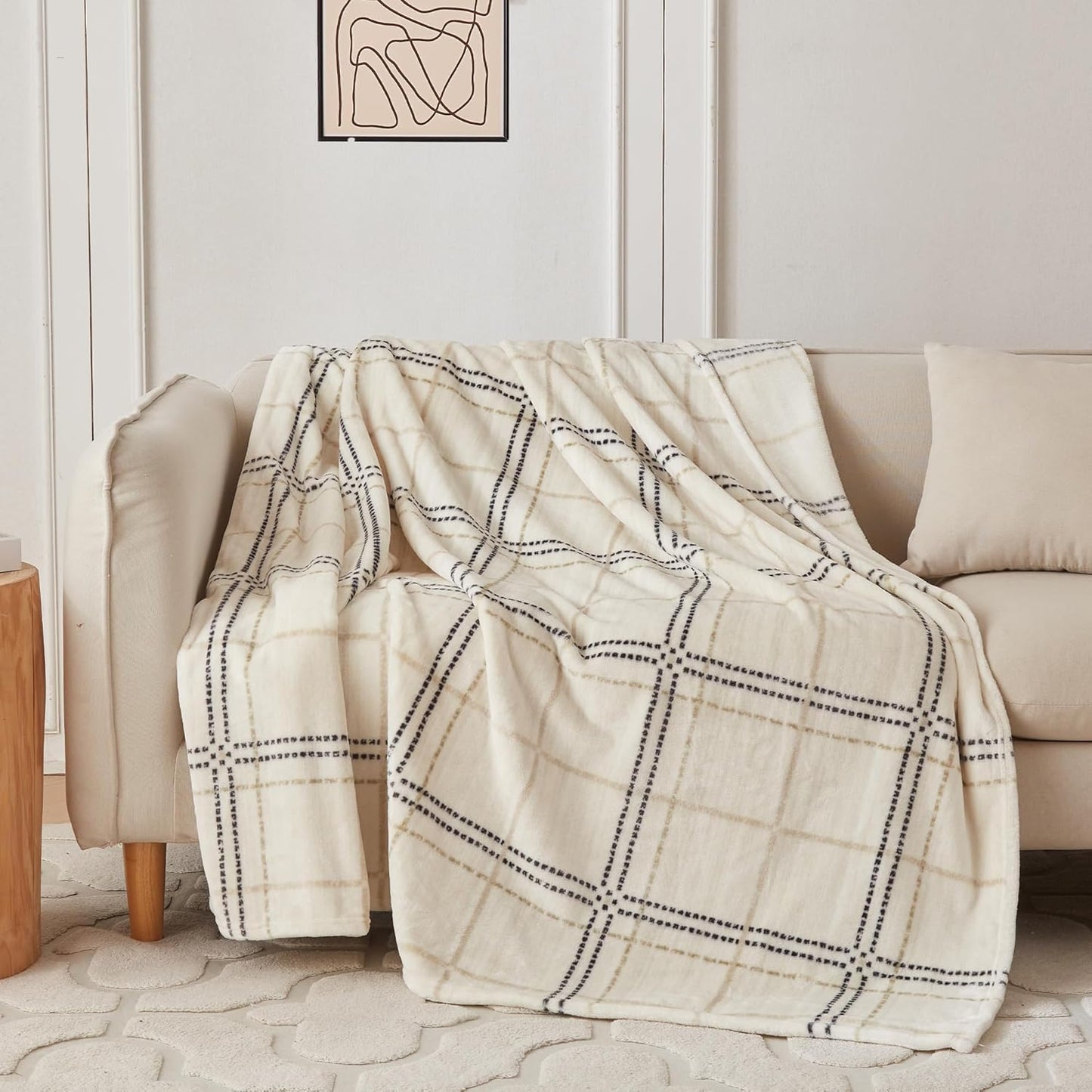 COOVA Super Soft Twin Blanket - Cozy Checkered Fleece, Lightweight & Warm