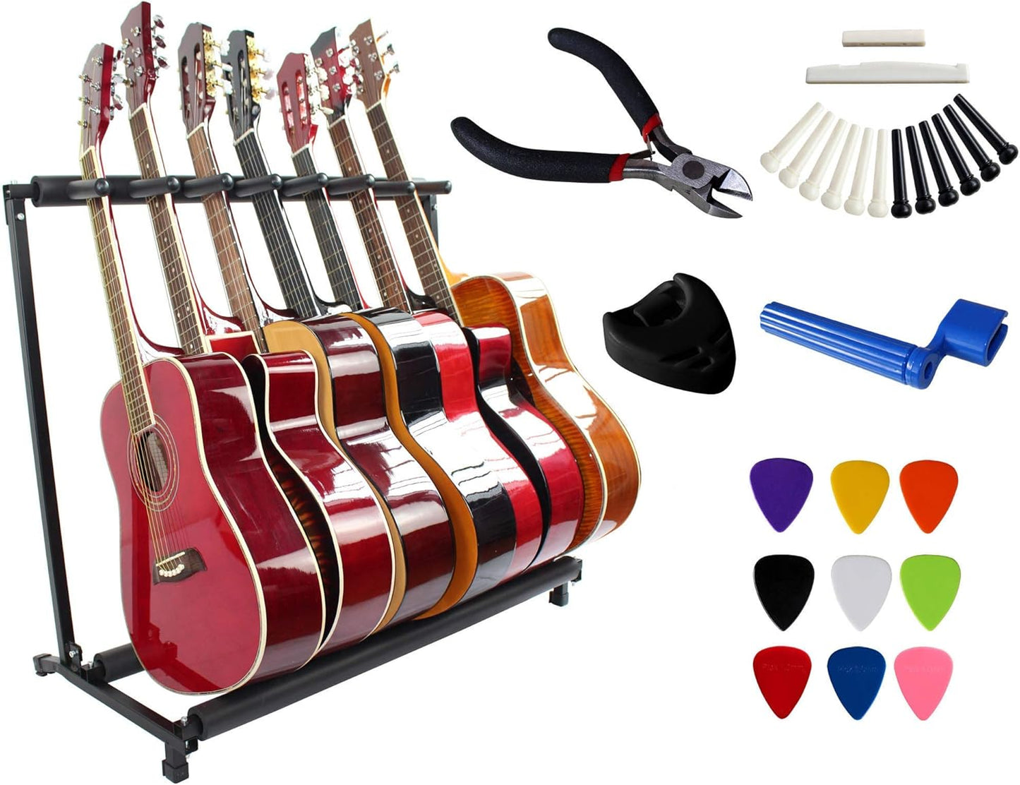 YMC 7-Guitar Stand with Bonus Accessories