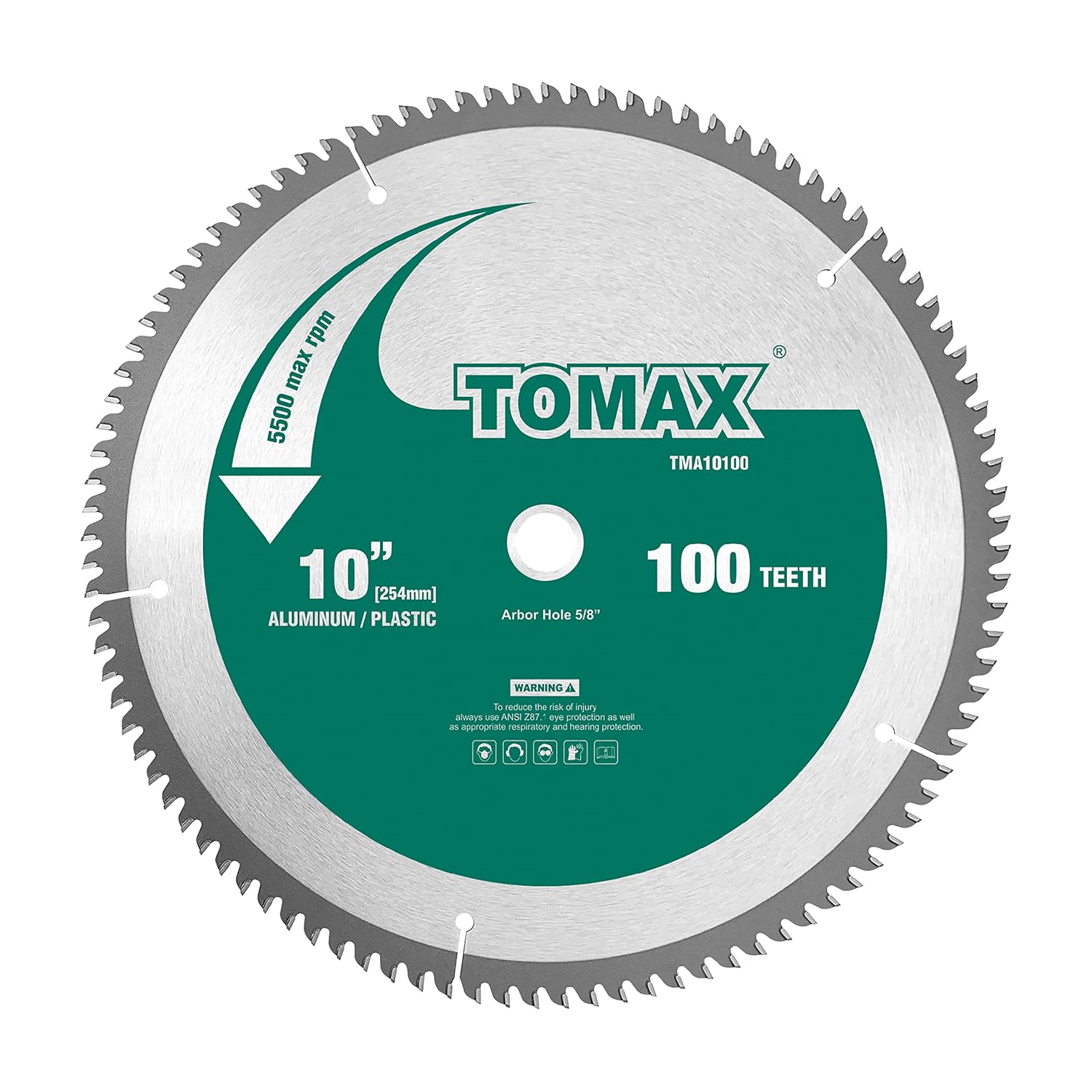 10-Inch 100 Tooth TCG Saw Blade for Aluminum and Metal Cutting