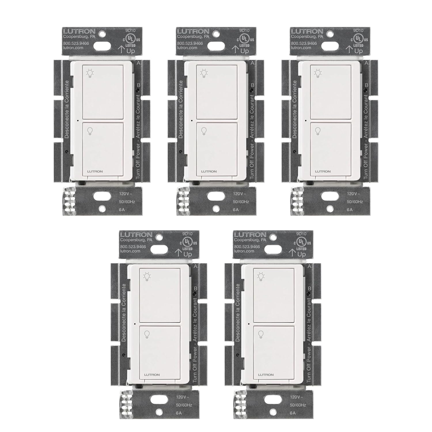 Lutron Caseta Smart Light Switch 5 Pack for Home Automation