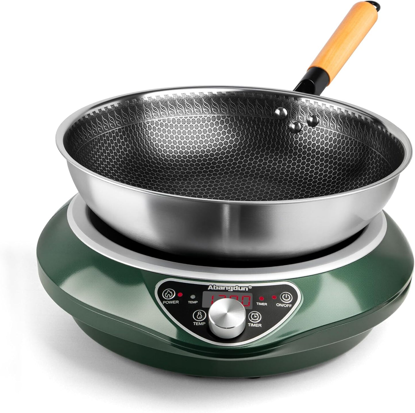 1700W Induction Cooktop with Carbon Steel Wok for Fast Cooking