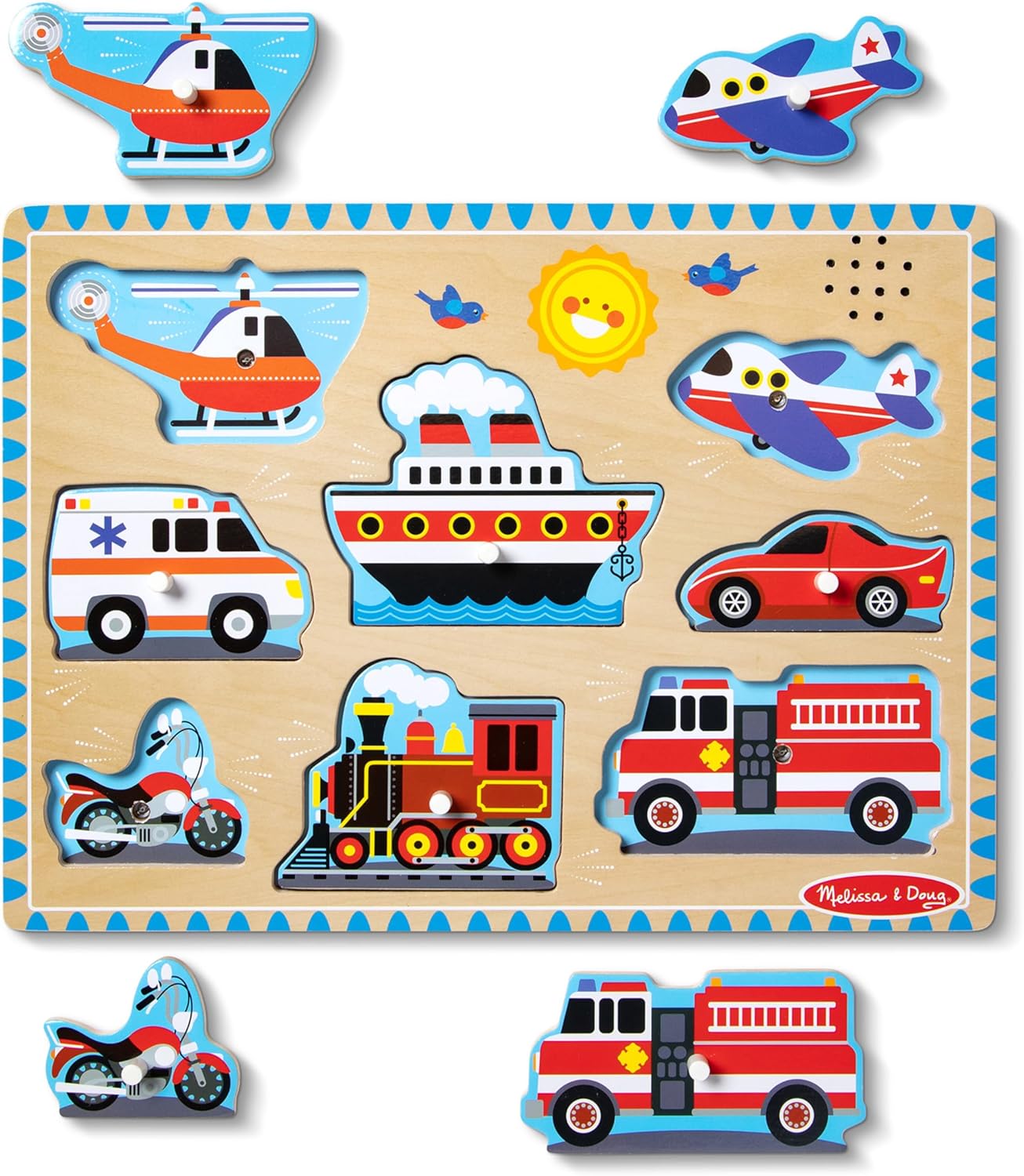 Melissa & Doug Vehicles Sound Puzzle - Interactive Wooden Toy!