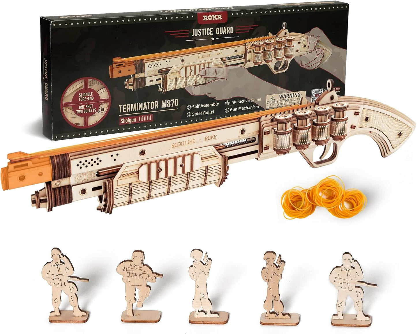 ROKR 3D Wooden Puzzle Rubber Band Gun for Adults and Kids