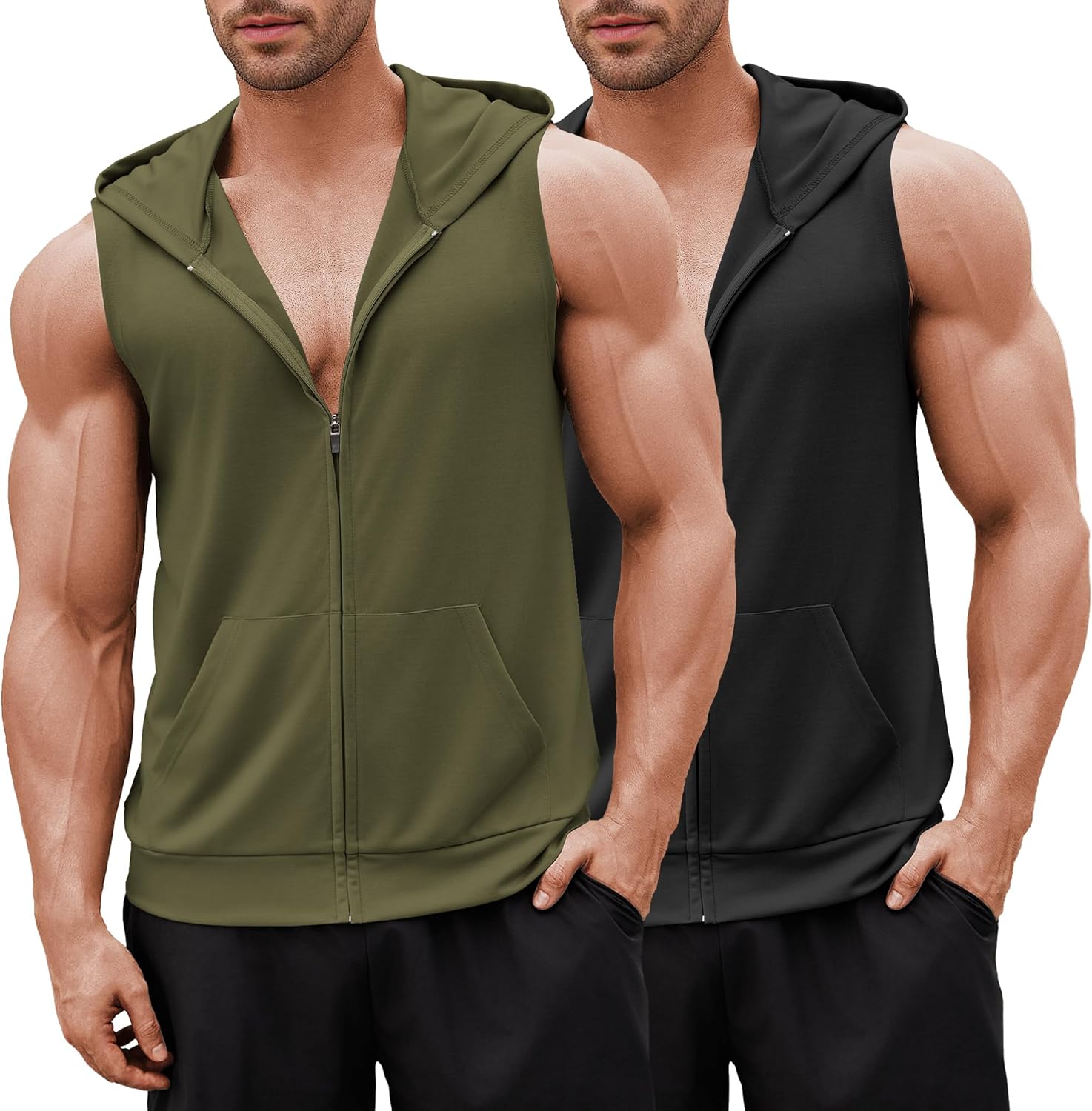 COOFANDY Men's Workout Hooded Tank Tops for Summer Fitness
