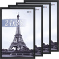 VCK 24x36 Poster Frames Black 4 Pack - Textured Solid Wood Look
