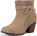 Luoika Women's Wide Width Ankle Boots with Chunky Heel and Zipper