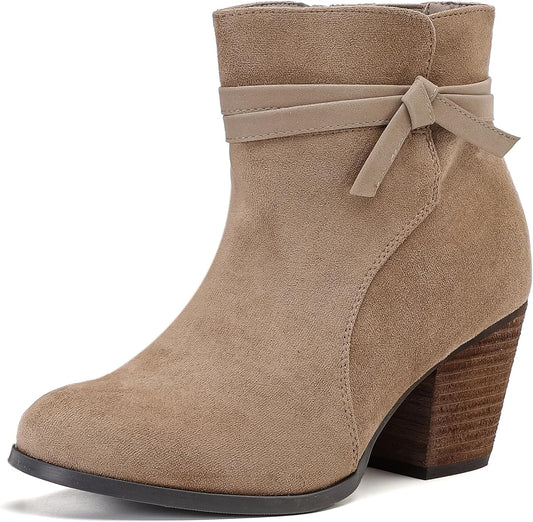 Luoika Women's Wide Width Ankle Boots with Chunky Heel Style