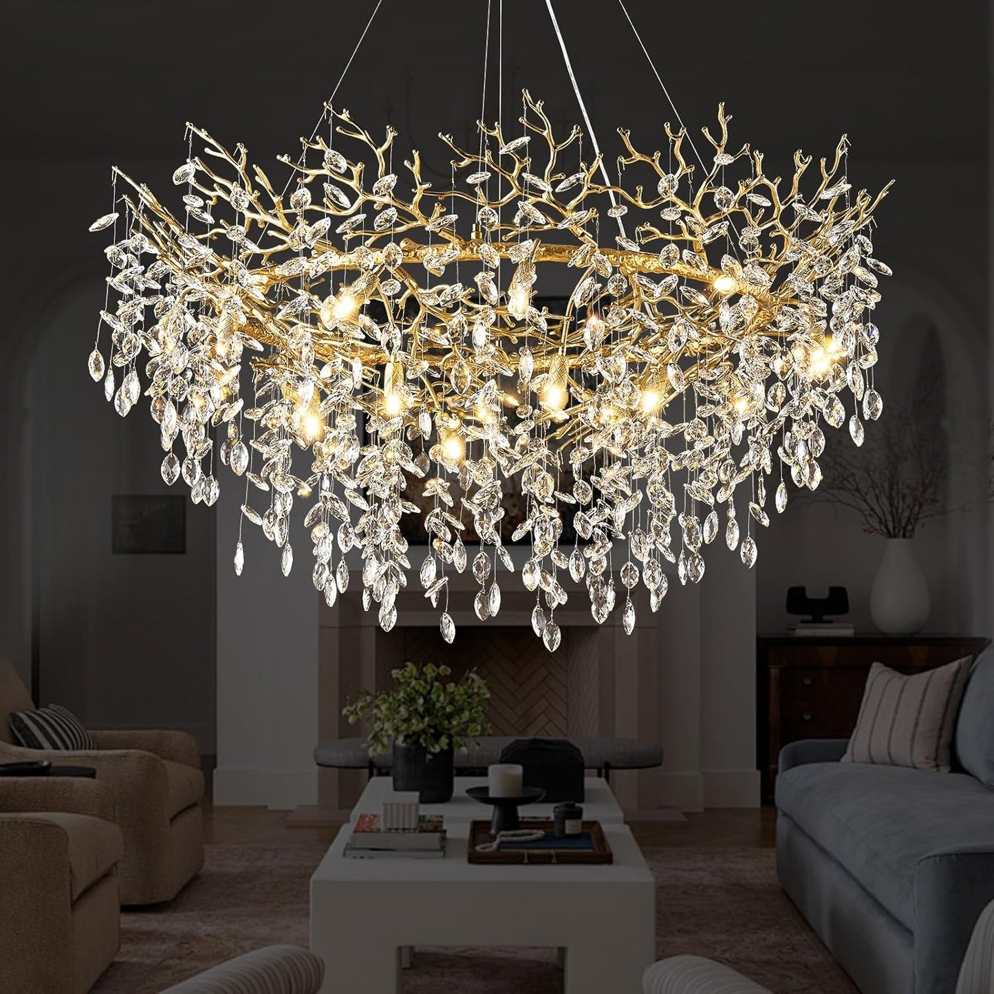 14-Light Modern Large Crystal Chandelier for Dining Room