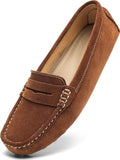 Women's Suede Penny Loafers Casual Driving Mocs - Comfort Fit