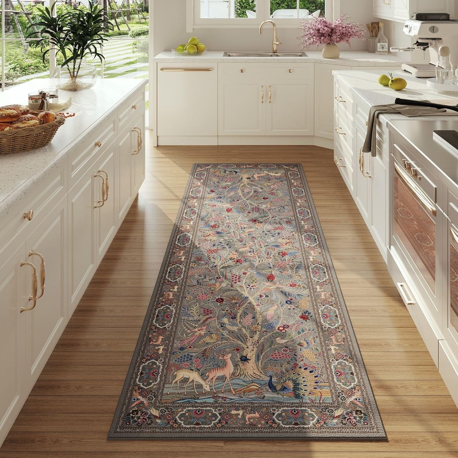 Vibrant Tree of Life-Patterned Runner Rug for Home Spaces