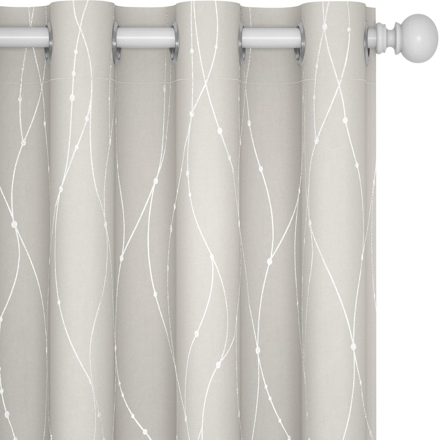 Deconovo Beige Curtains for Living Room with Wave Dots Design