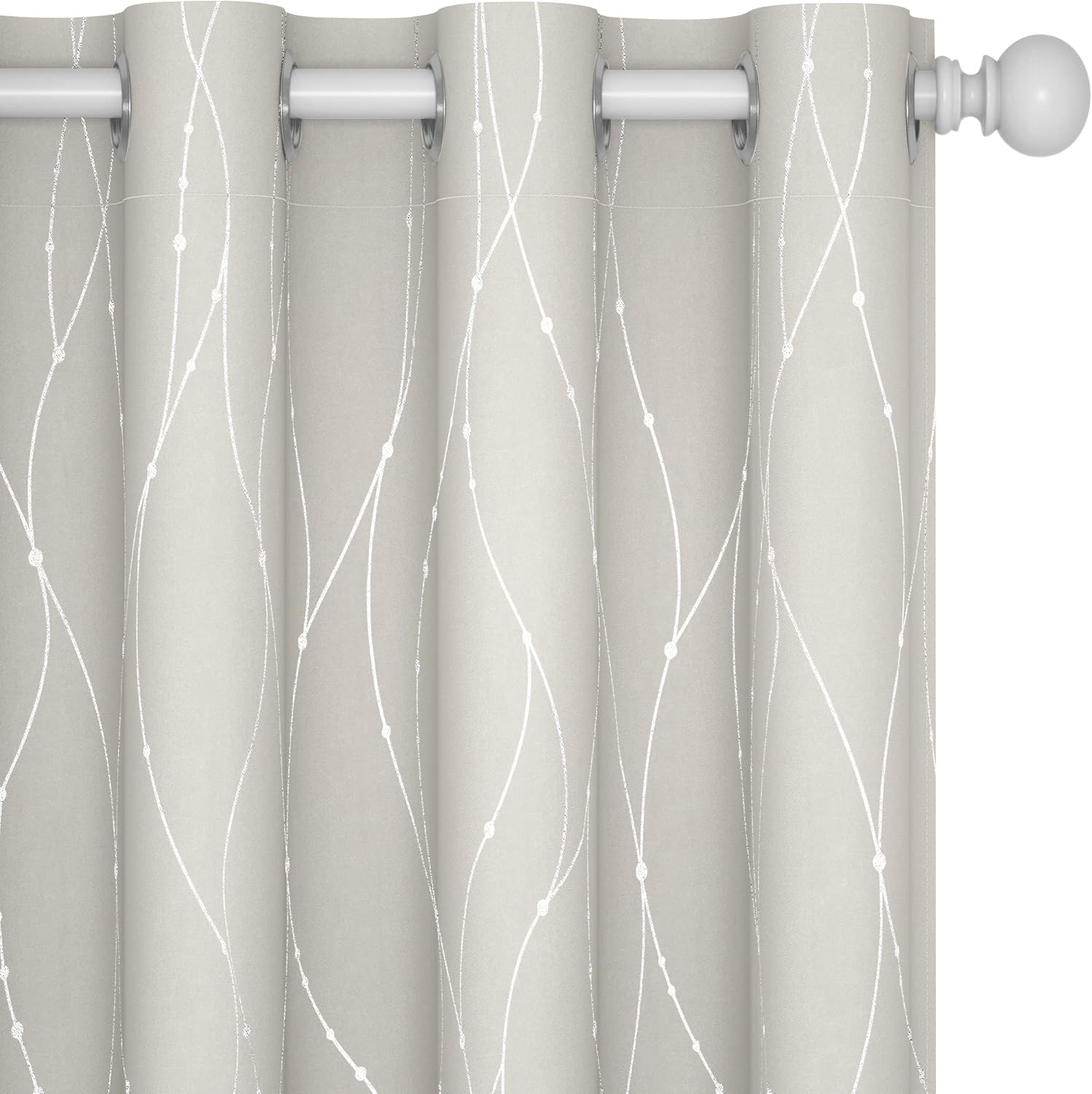 Deconovo Beige Curtains for Living Room with Wave Dots Design