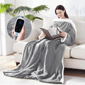 Wearable Electric Blanket with Foot Pocket - Light Grey Sherpa