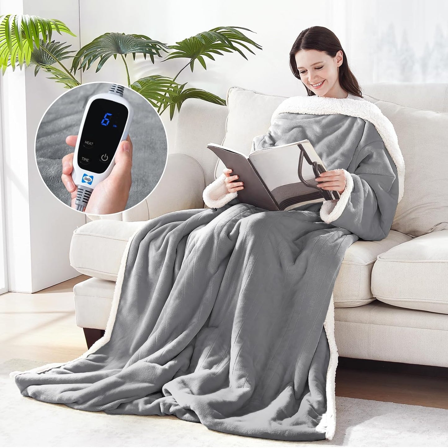 Sealy Wearable Electric Blanket with Foot Pocket for Cozy Warmth