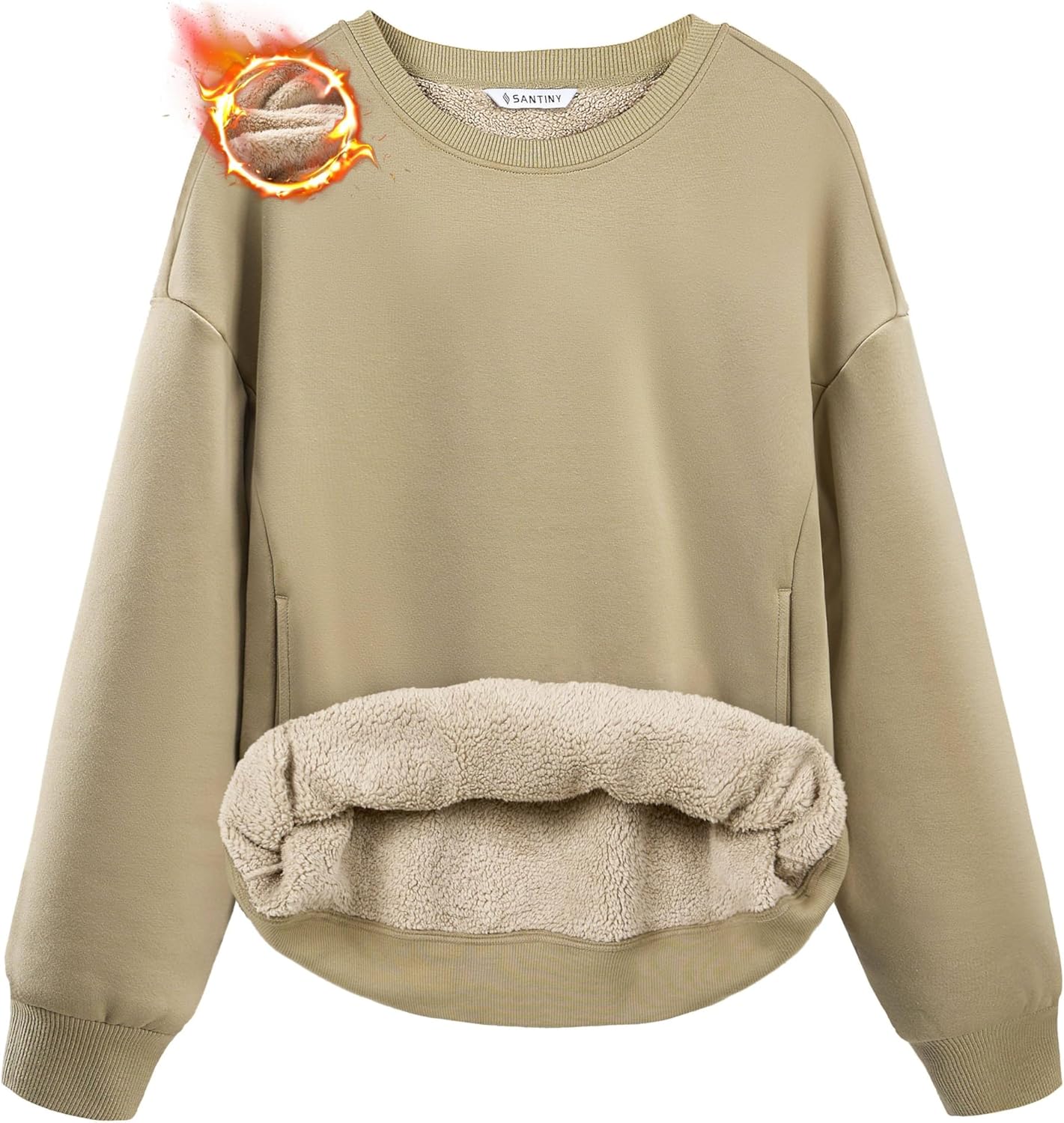 SANTINY Women's Fleece Sherpa Lined Sweatshirt for Winter