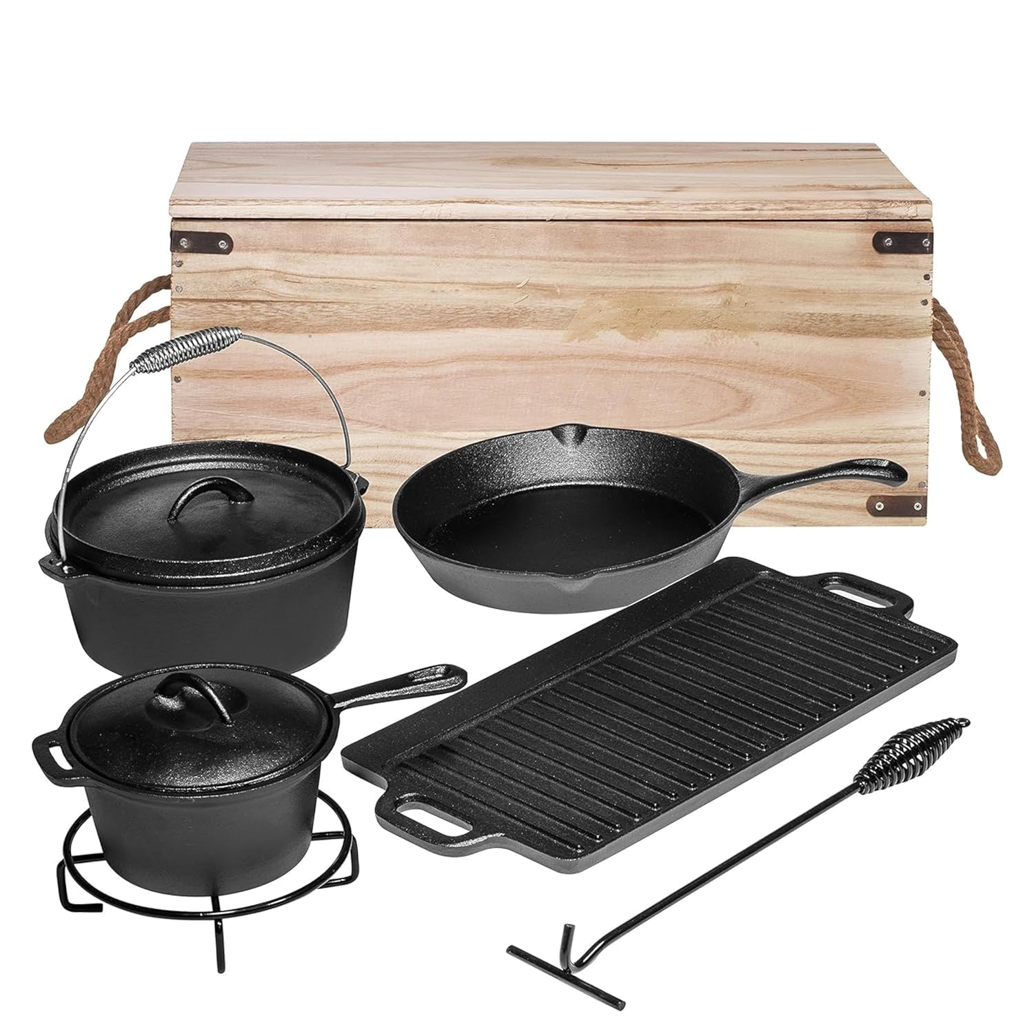 Bruntmor 7-Piece Cast Iron Camping Set