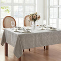 Caiden Elegance Damask Tablecloth, 60 in x 144 in - Silver