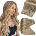 Full Shine Blonde Hair Extensions Real Human Hair Clip ins - Natural
