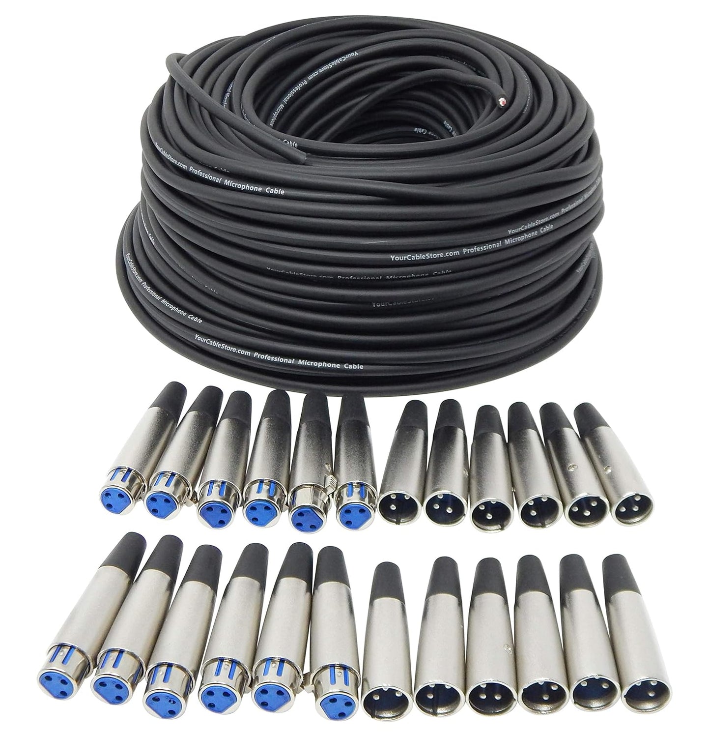 DIY Custom Length XLR Cable Kit with 250 Ft of 28 AWG Cable