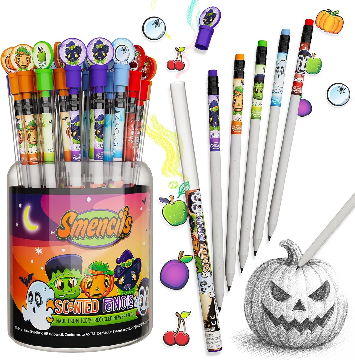 Halloween Smencils Cylinder - Scented Pencils for Kids Fun