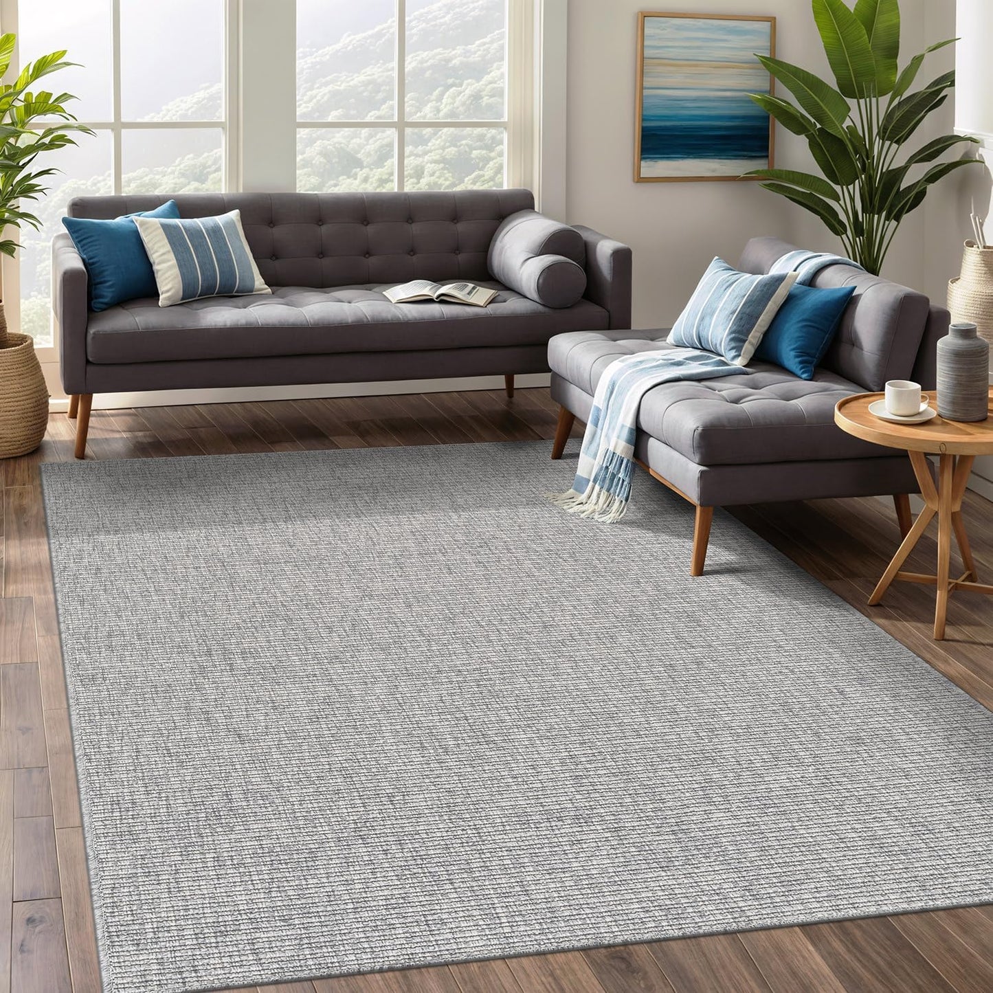 Beverly Rug Easy Jute Gray Rug 5x7 for Indoor Outdoor Use