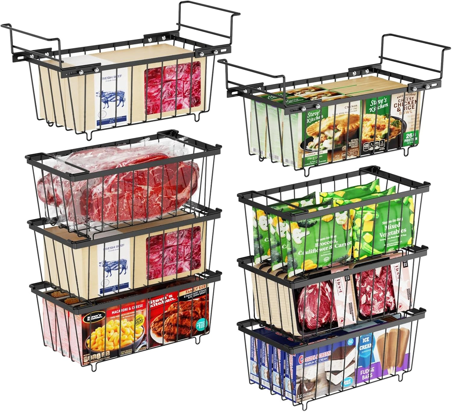iSPECLE Chest Freezer Organizer Bins for Efficient Food Storage