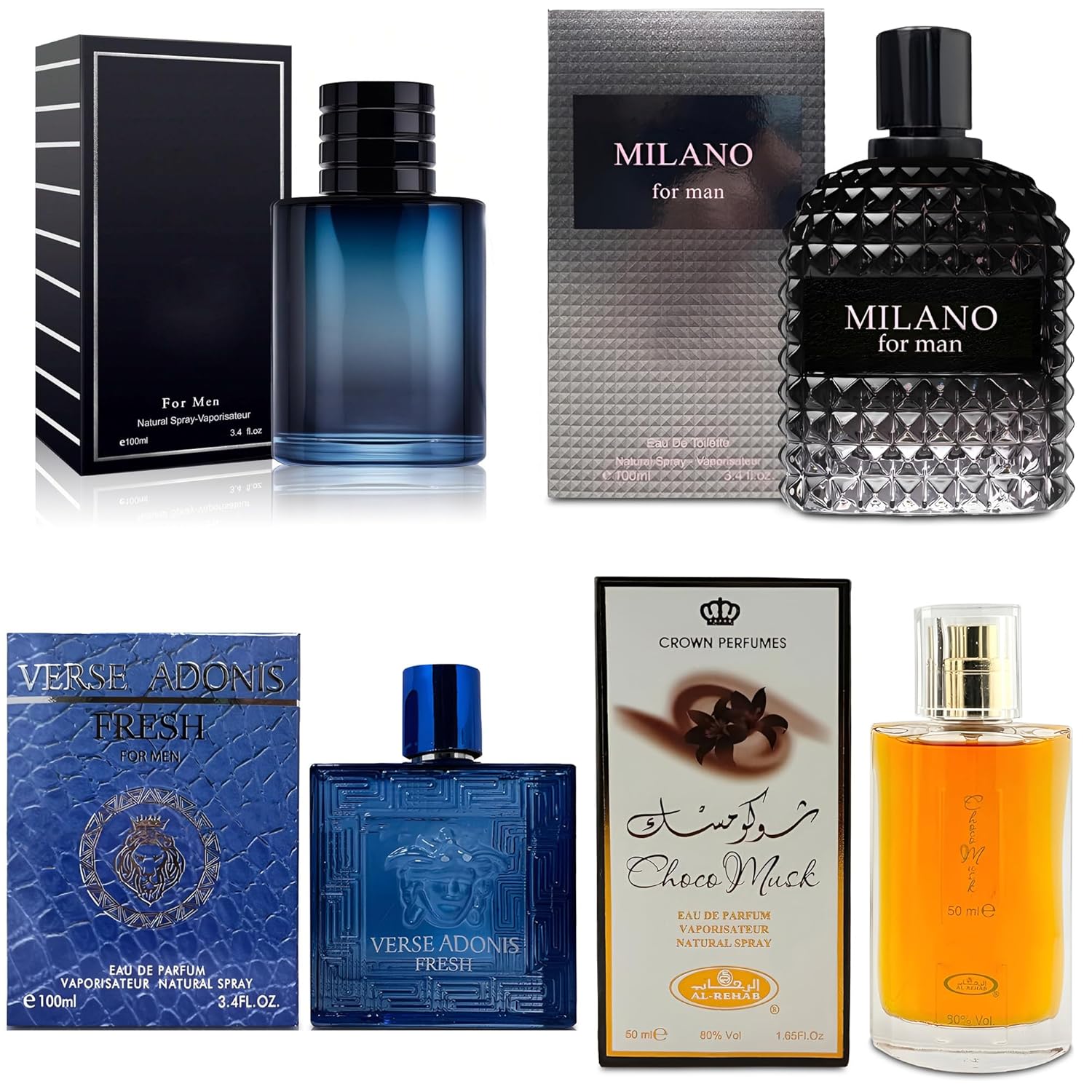 4-Piece Cologne Set for Men with Woody, Spicy, Citrus Scents