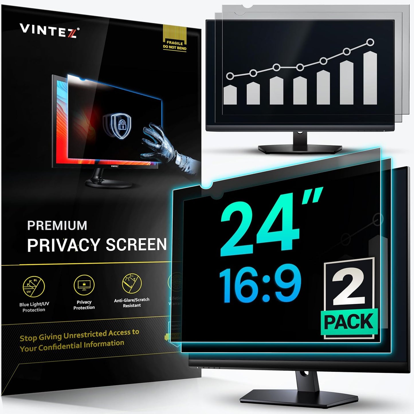 VINTEZ 24 Inch Privacy Screen for Computer Monitor and Laptop