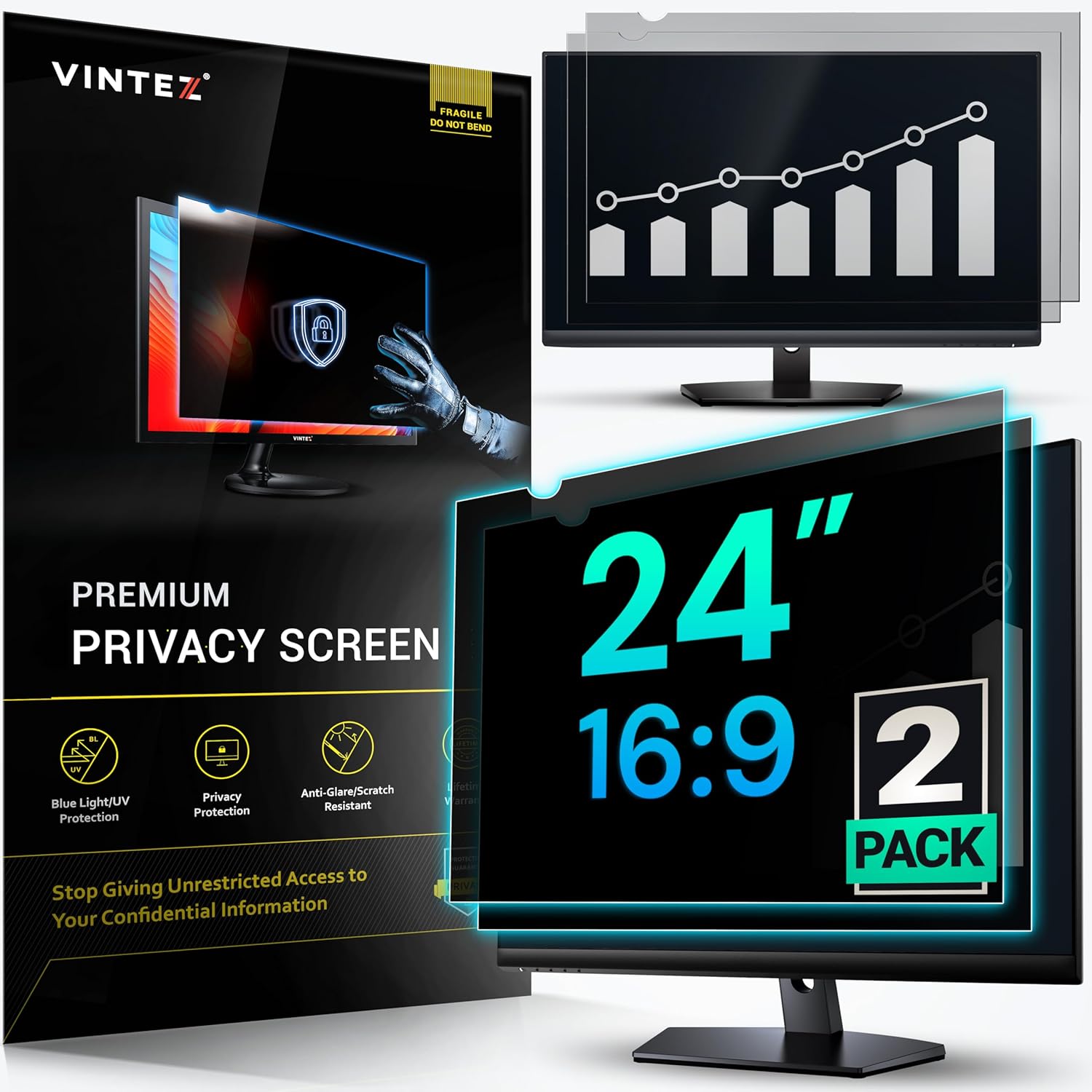 VINTEZ 24 Inch Privacy Screen for Computer Monitor and Laptop