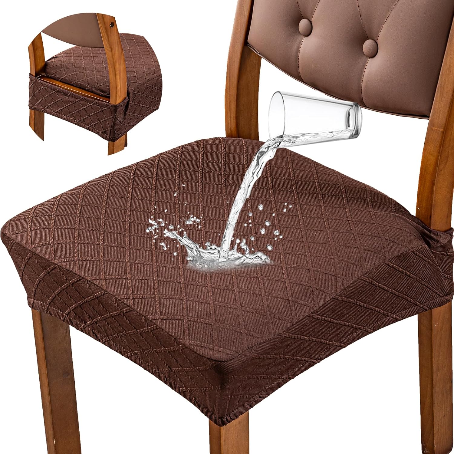 Genina Waterproof Seat Covers for Dining Room Chairs, 6 Pcs