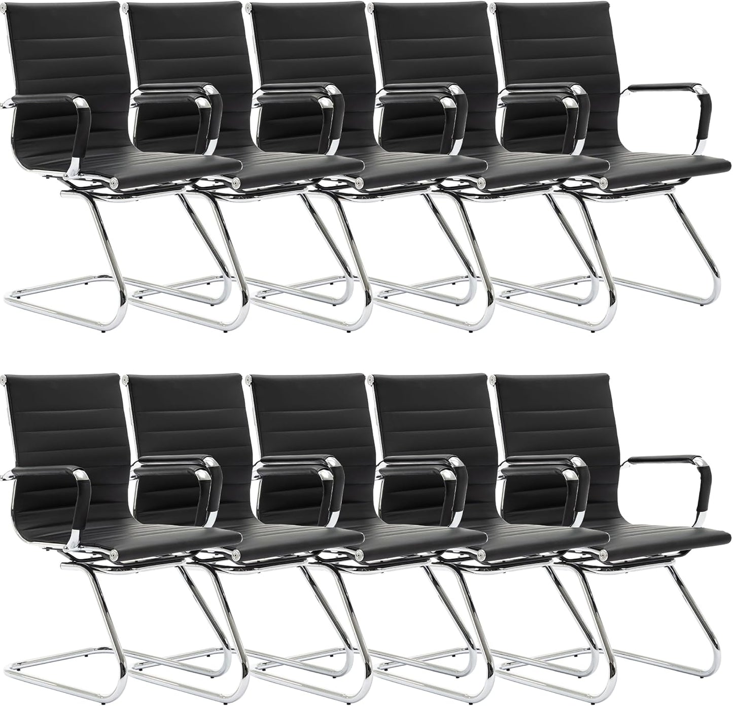 Comfortable Leather Conference Chairs - Set of 10