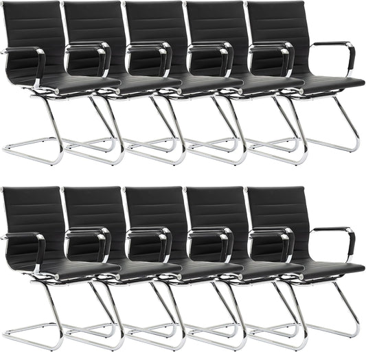 Comfortable Leather Conference Chairs - Set of 10