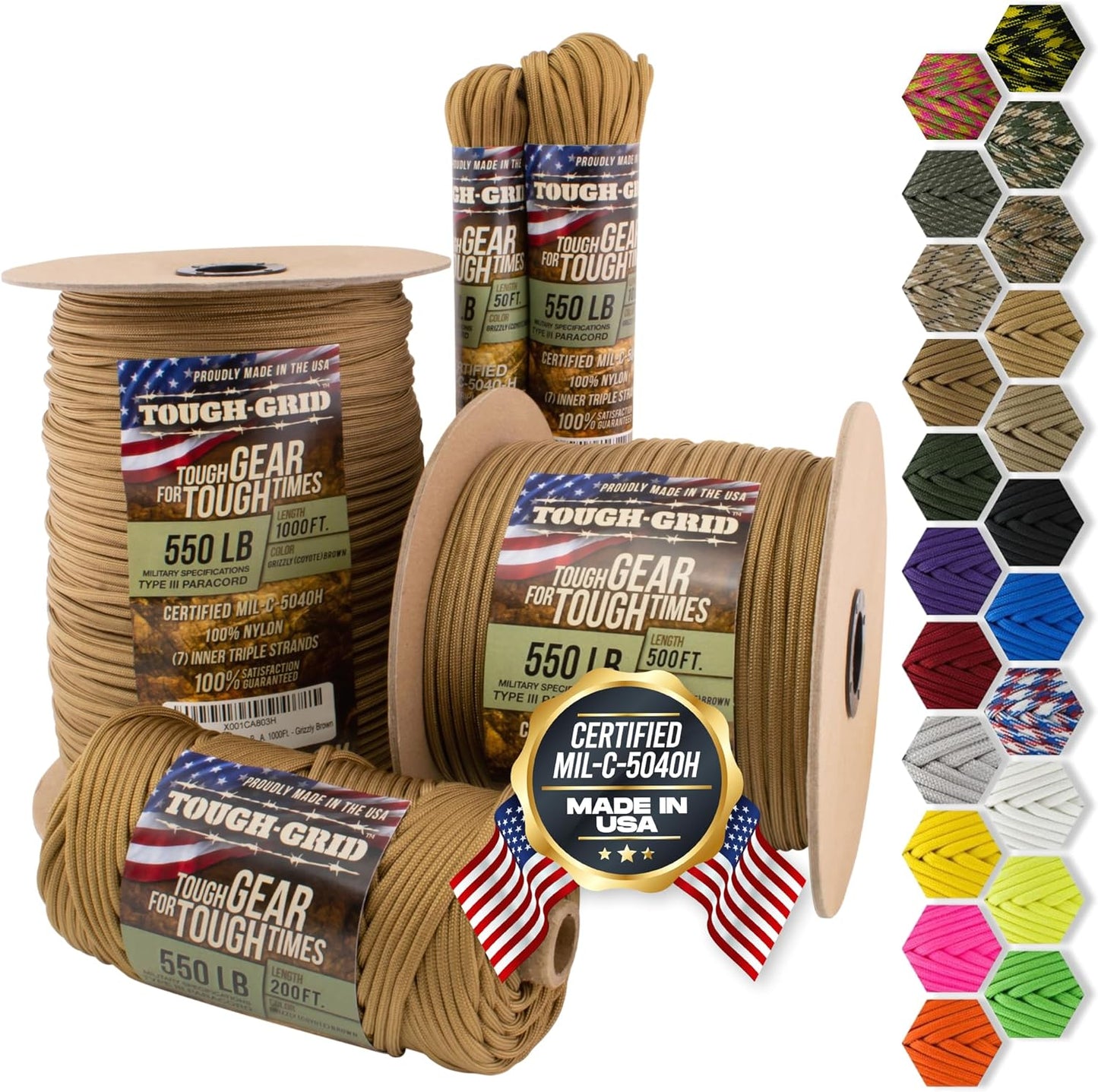 TOUGH-GRID Paracord Rope 550 lbs for Survival and Camping