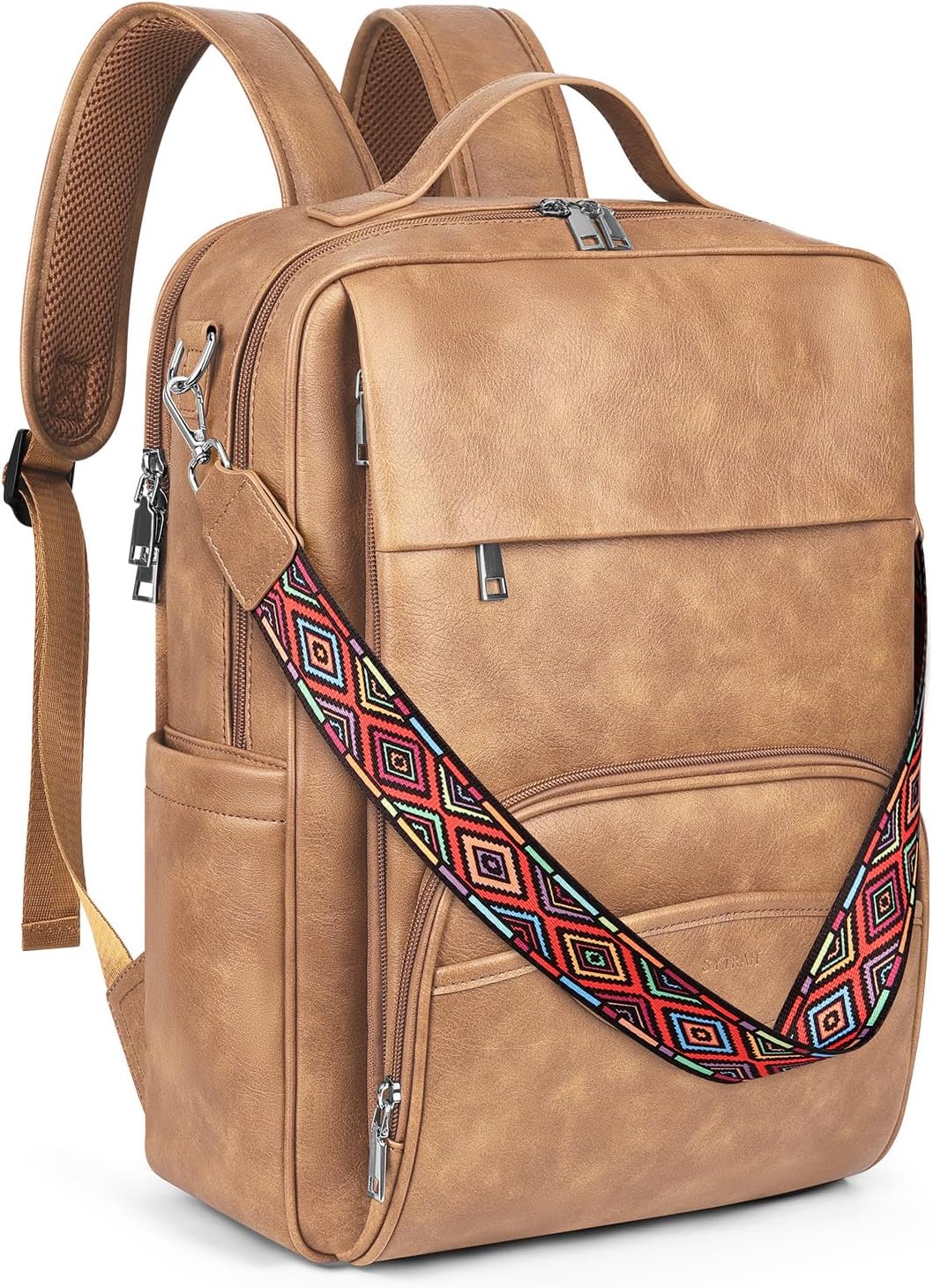 Leather Laptop Backpack for 15.6 Inch Devices - Stylish & Versatile