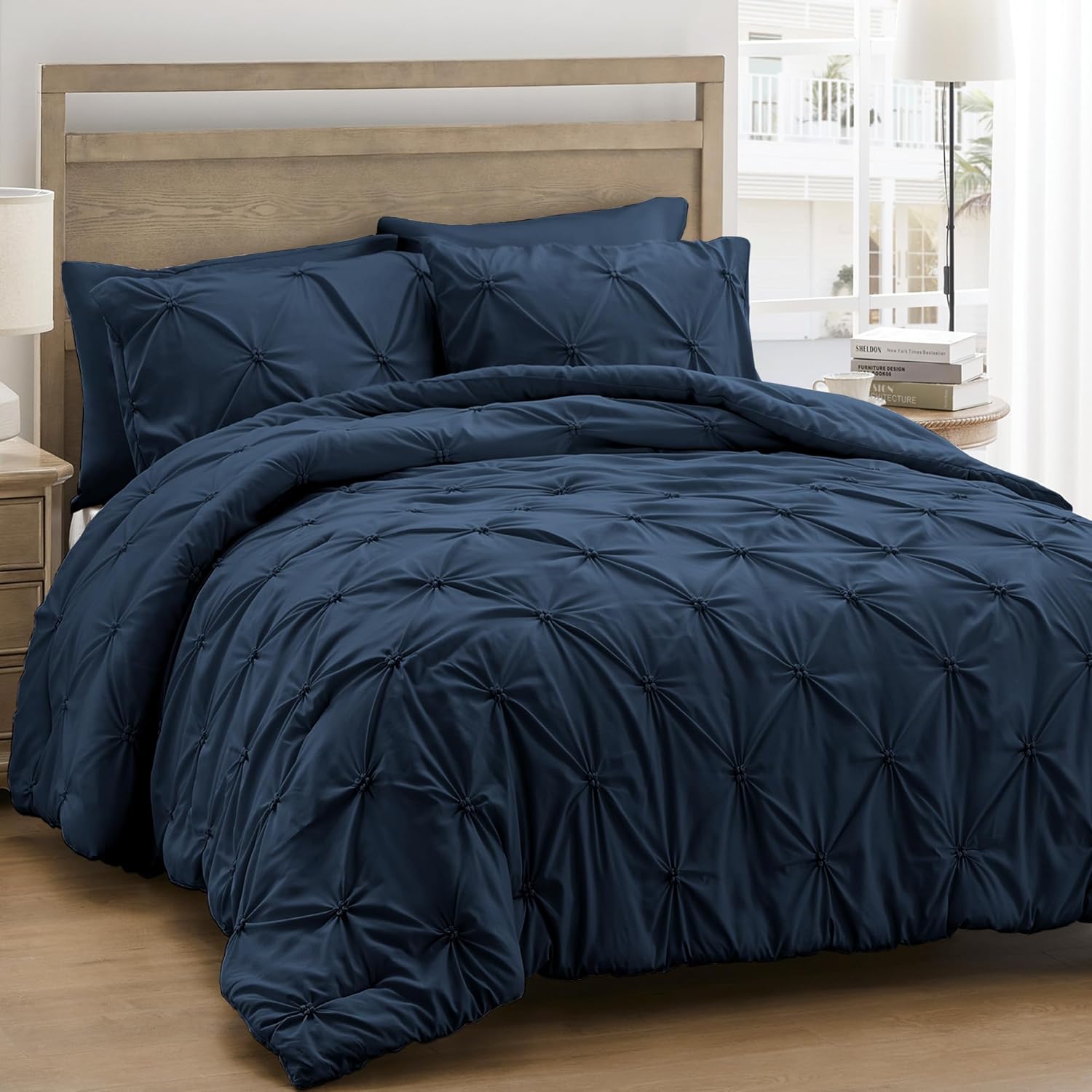 UNIKOME Queen Comforter Set in Navy for All Seasons Comfort